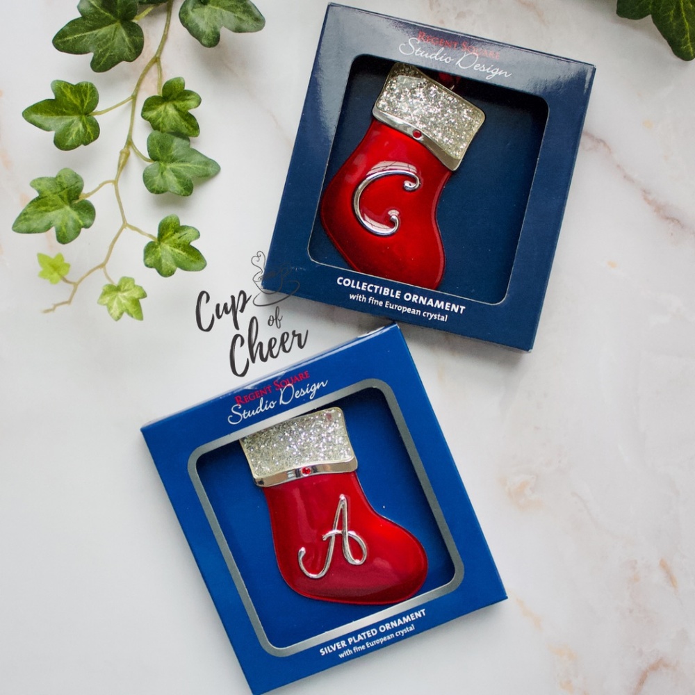 ✨2/$10 🎄Silver Plated Monagram Ornaments